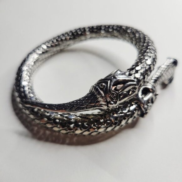 Vintage Jewelry - Vintage – Incredible Stainless Silver Mesh Coil Snake Serpent Bracelet Arm Cuff